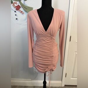 ZARA Dusty Pink Ruched Bodycon Dress – Size S (NWT)